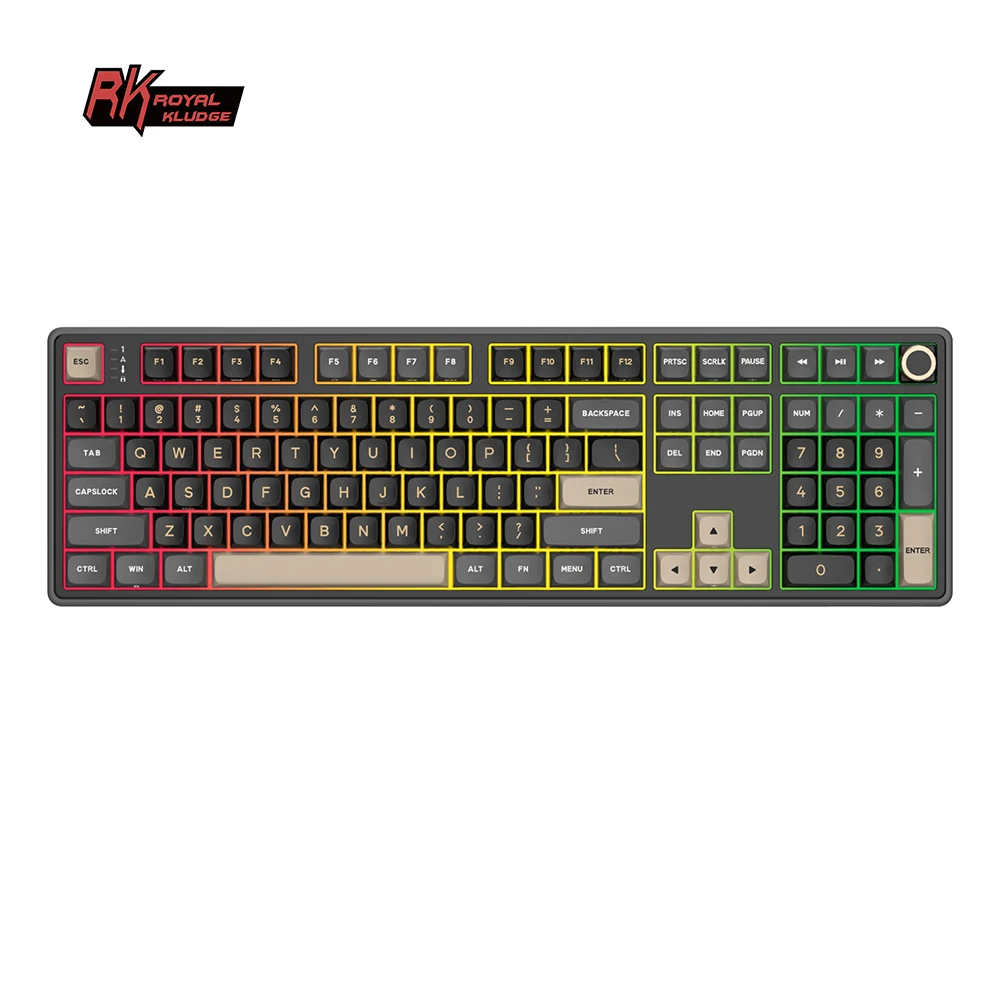 RK Royal Kludge R108 Wired Mechanical Keyboard 100% 108 Keys MDA PBT Keycap Gasket RGB Hot-swappable Gamer Keyboard Metal Knob