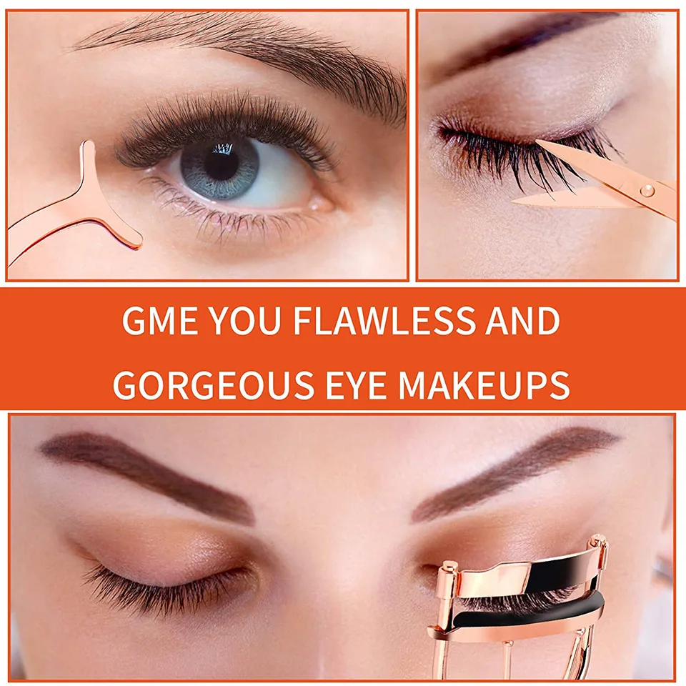 プロのアイブロウメイクアップツール、まつげカーラー、シリコンリフィルパッド、ピンセット、はさみ、メイクアップ、セットあたり5個