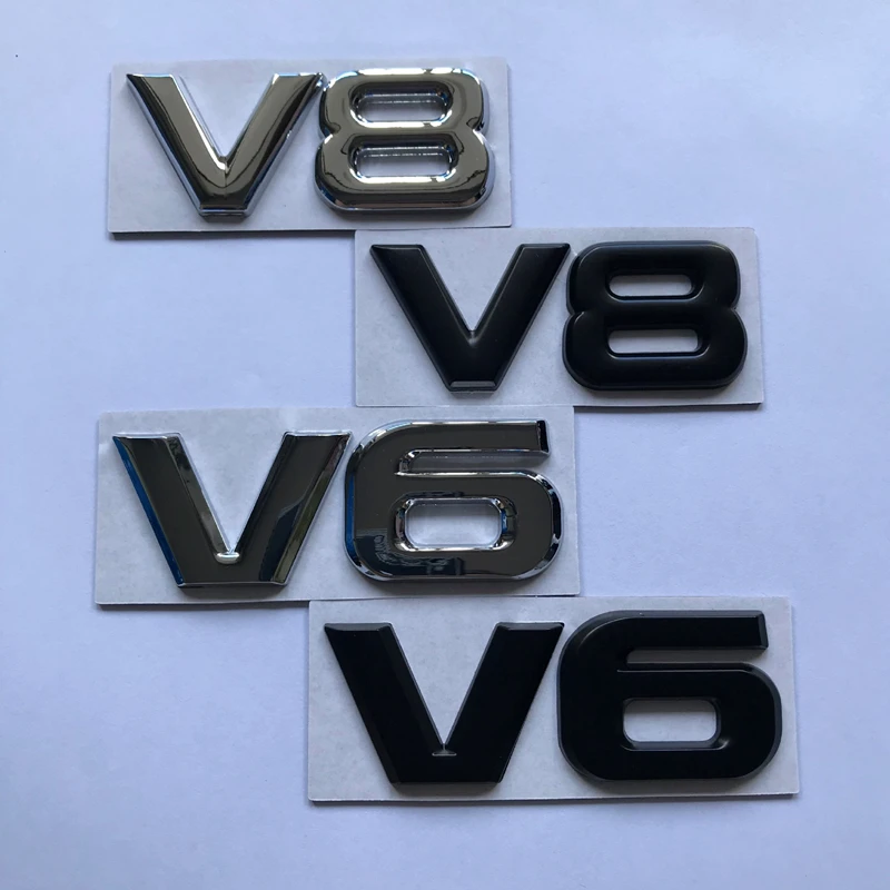 

V6 V8 Letters 3D Metal Decal Car Engine Emblem Badge Trunk Stickers For Mercedes BMW Audi Ford Nissan Toyota Auto Parts