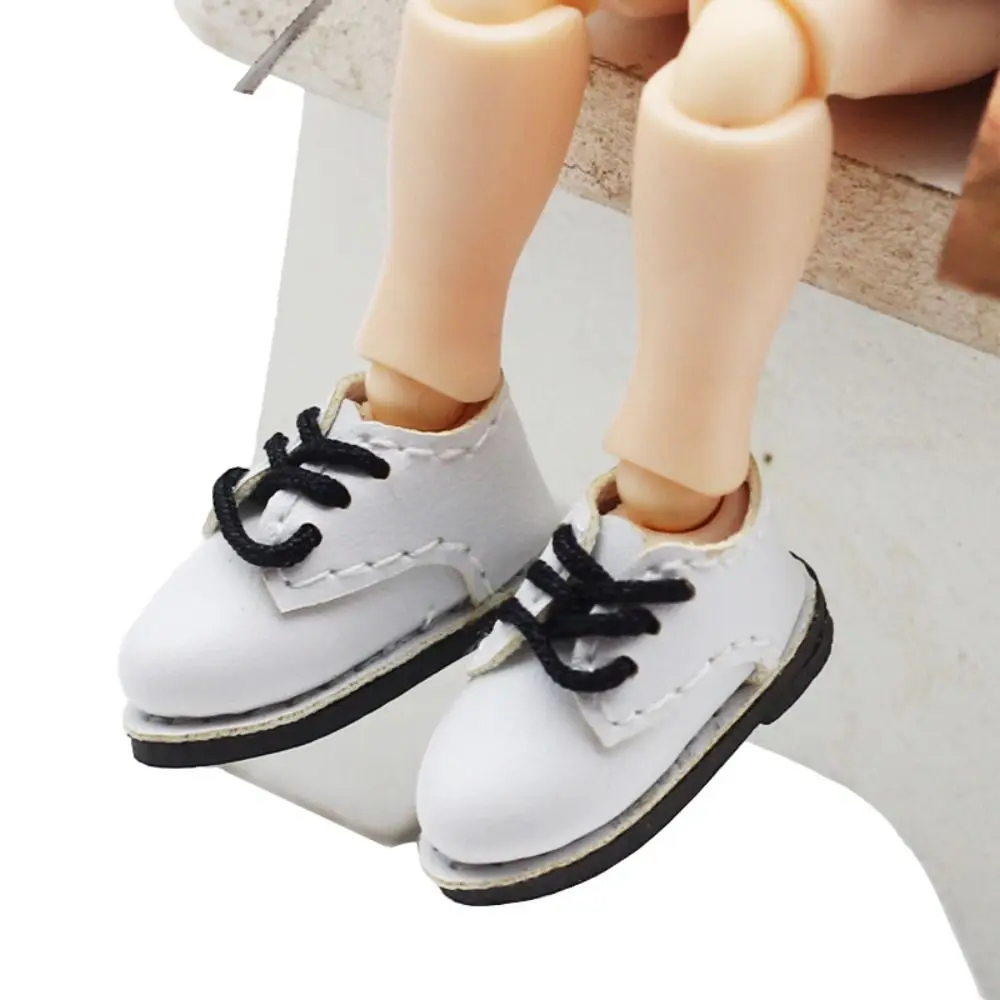 1Pair Mini Clothes PU Leather 1/12 Bjd Shoes Round Toe Shoes PU Leather Shoes 1 Pair Mini BJD PU Shoes 1/12 BJD