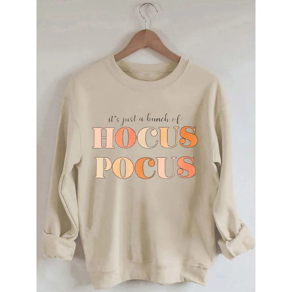 Rheaclots It\'s Just a Bunch of Hocus Pocus Print Women\'s Cotton Female Cute Long Sleeves Sweatshirt