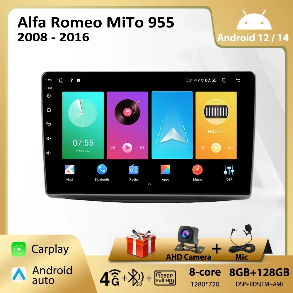 Car Radio Android for Alfa Romeo MiTo 955 2008-2016 Multimedia Carplay Player 2Din Autoaudio Intelligent Headunit Navigation GPS