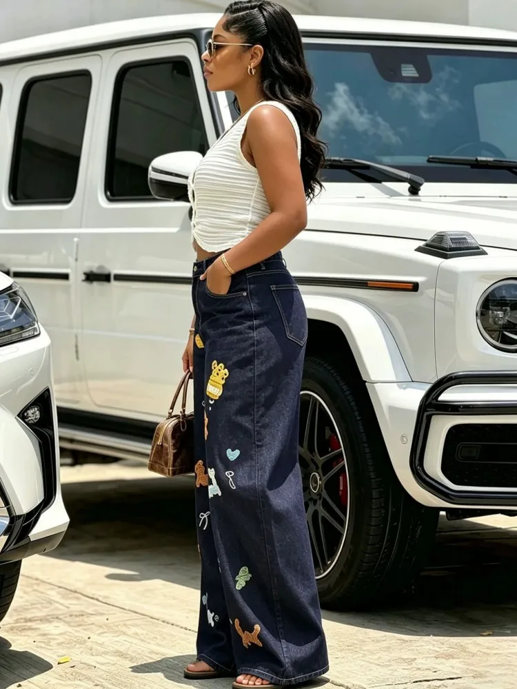 Women High Waist Wide Leg Pants Shiny Straight Pants Long Palazzo Casual Trendy Trousers 2026 Spring Autumn Winter New Jeans