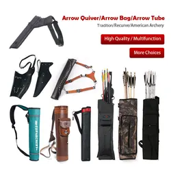 1pc Archery Arrow quiver Bow Bag Leather Case Hunting Arrow Tube for Shooting Practice Outdoor Hunting Accessories