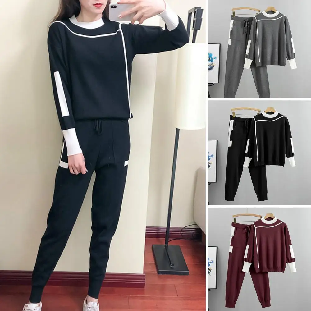 Kordel zug Damen anzug stilvolle Damen anzug Sets bequeme farblich abgestimmte Pullover hose für Home Outdoor Damen Outfit