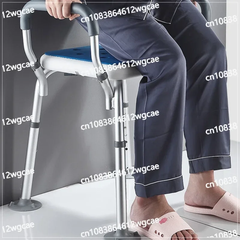 Aluminum Alloy Anti-rust Bath Chair for Patients Home Anti-rollover Bathroom Stool Shower Bench Adjustable Height Non-slip Stool