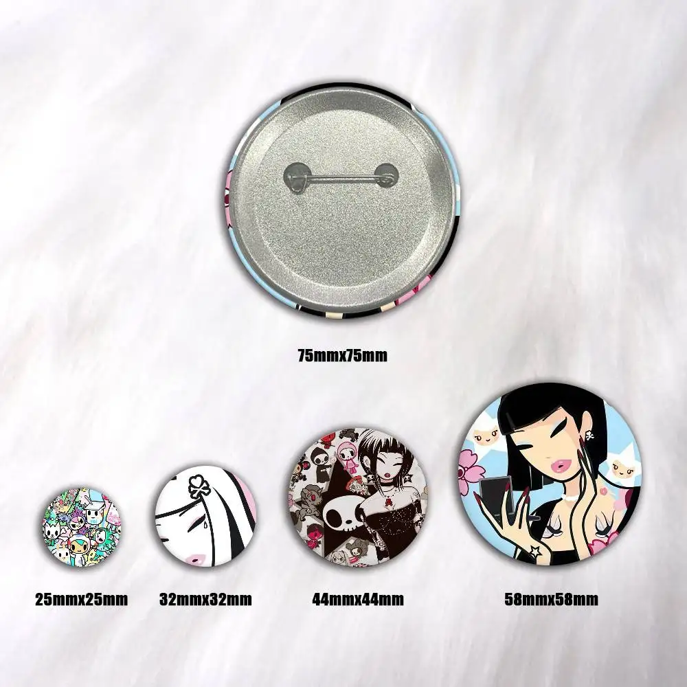 Tokidoki Badge On Backpack Accessories Manga Icons Pins Round Cartoon Brooches For Clothes Bag Decor Gifts