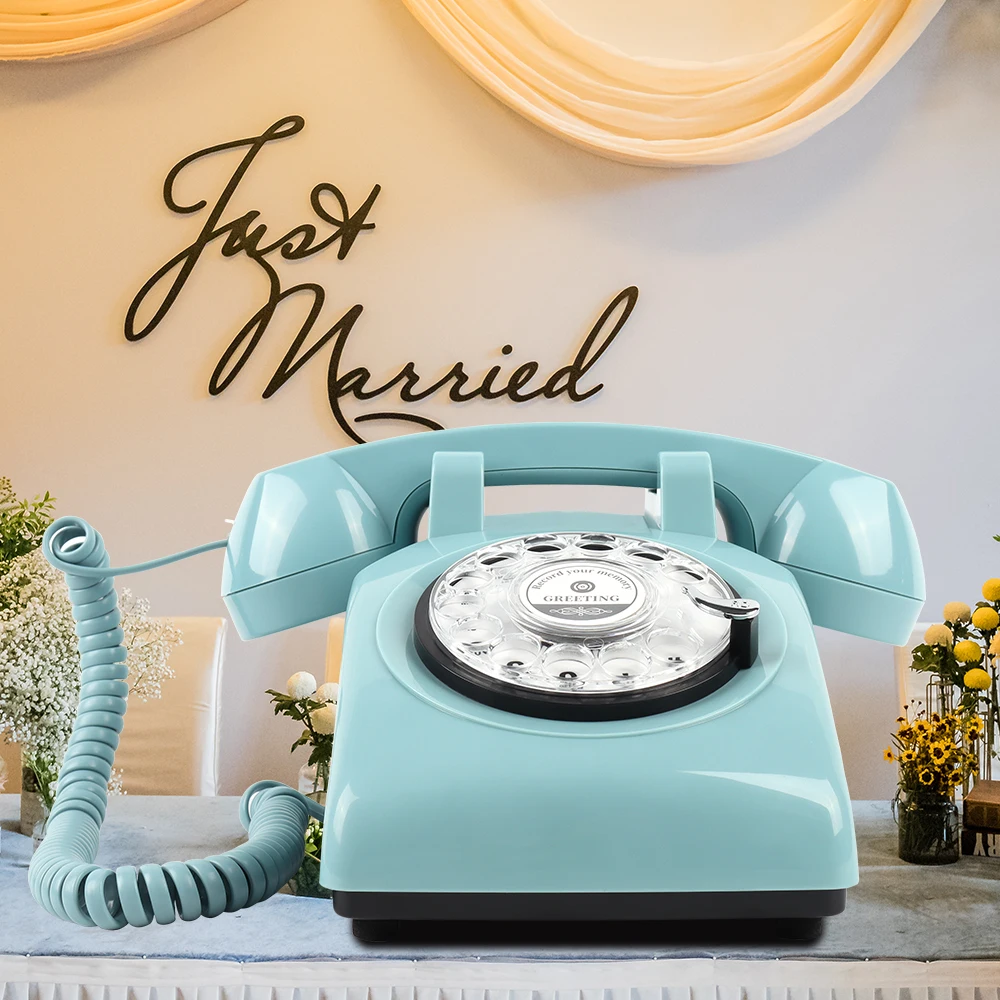 CHEETA Factory sale Audio Guestbook Wedding Retro Desktop Telephone Vintage Luxury Apartment Antique Telephone With SD Card