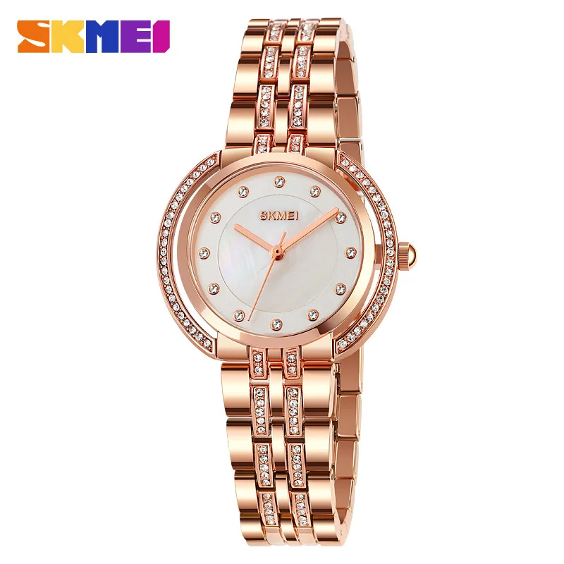 Womens Bracelet Quartz Watches Luxury Rhinestone Dial Zinc Alloy Band Analog Display 3 Bar Waterproof Fashion Wristwatch view 6