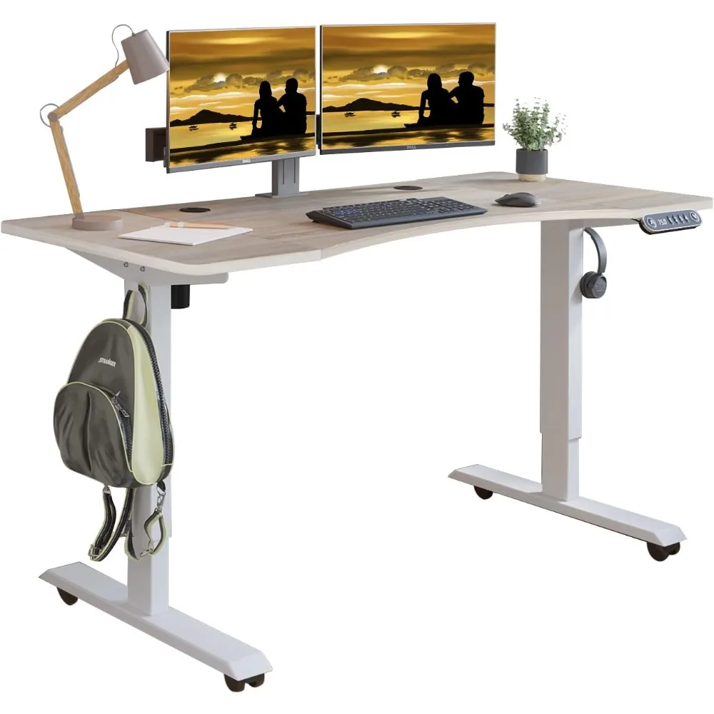 

Adjustable Height Electric Standing Desk - 55 x 30 Inch Sit Stand Computer Desk with Splice Board, Stand Up Desk Table for Home