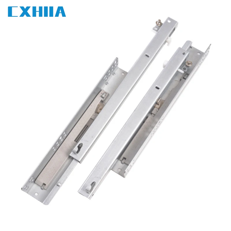 CXHIIA Thicken Hidden Rebound Damping Slide Rail Cabinet Wardrobe Two Section Support Bottom Mute Track Hydraulic Guide