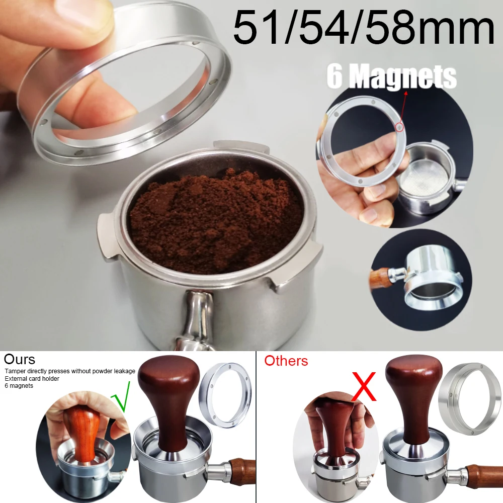 51/54/58mm Dosing Funnel with 6 Magnets, Espresso Coffee Aluminum Dosing Ring Fits 51/54/58/58.5mm Portafilter