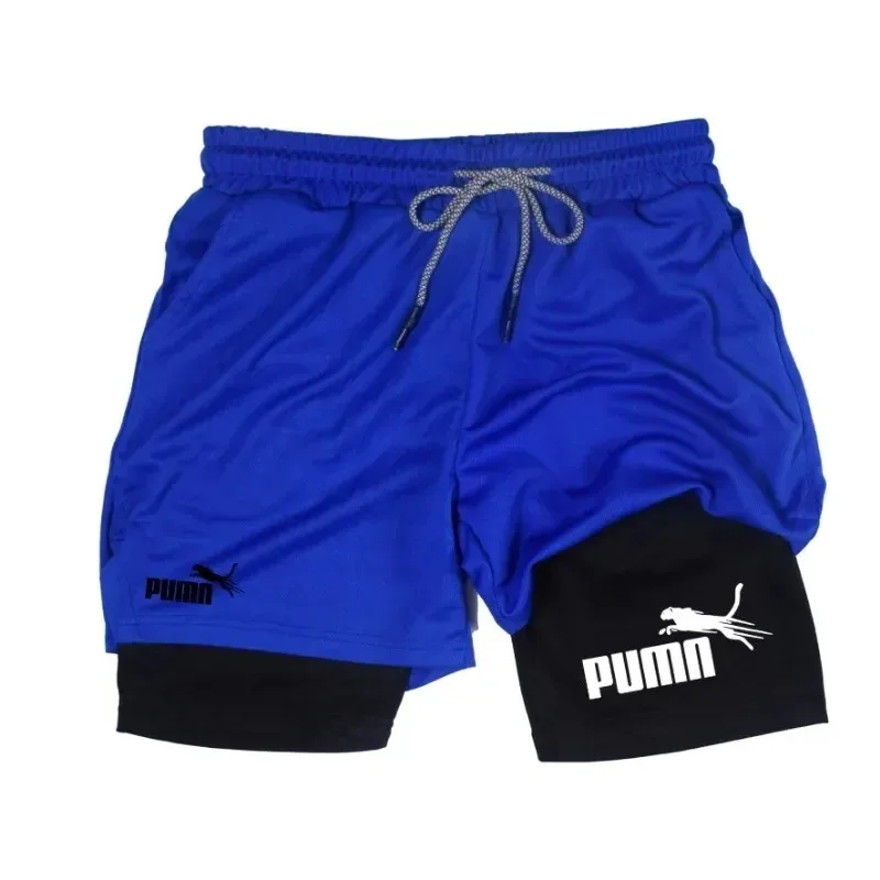 Summer Breathable 2-in-1 Double-layer Shorts for Men's Elastic Compression Shorts Quick-drying  Phone Pocket Towel Loop Shorts image 6