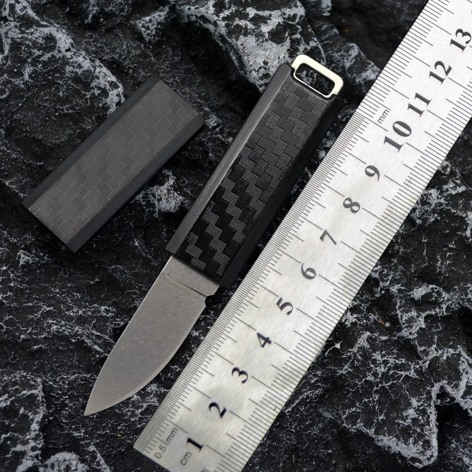2425 Mini Pocket Fixed Blade Stonewashed Blade Nylon  Knife Handle Outdoor Portable Jungle Multifunction Survival Knife EDC Tool