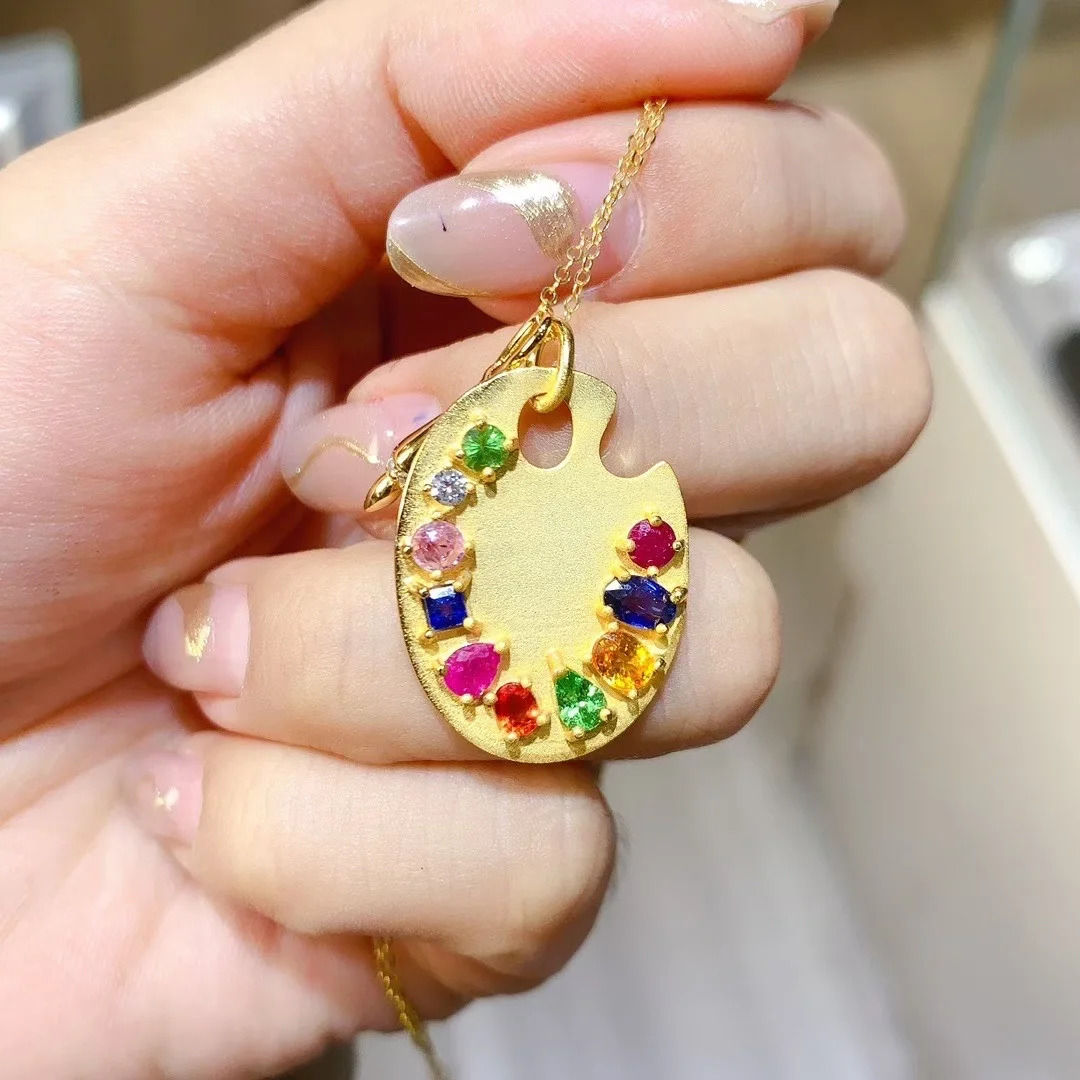 

KJJEAXCMY High End Women's Pendant Natural Sapphire S925 Silver with Electroplating Boasting High Clarity Full Brilliance