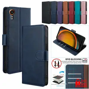 RFID Galaxy Xcover 7 5G Gaya Buku Melindungi Penutup Casing Dompet Lipat Kulit Magnetik untuk Samsung Galaxy Xcover 7 5 6 Pro 2 Funda 8 casing samsung xcover 5 penjualan terbaik - №