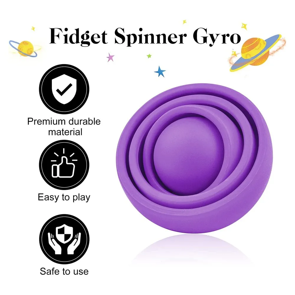 2Pcs Fidget Toy for Adults, Fidget Gyro Toys, Gift Ideas Fidgets Gifts, ADHD Autism Stress Relief Finger Toy Hand Fidget Spinner