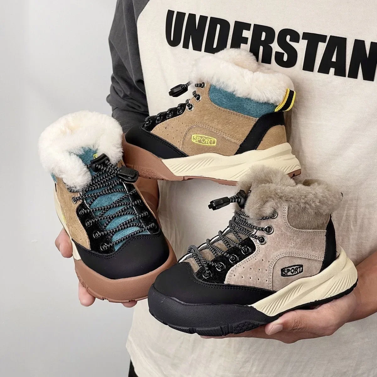 

2025 Winter Warm Sneakers with Fur Snow Boots Children's Ankle Boots for Kids Toddlers Shoes Woman Comfort Casual Sport Shoes