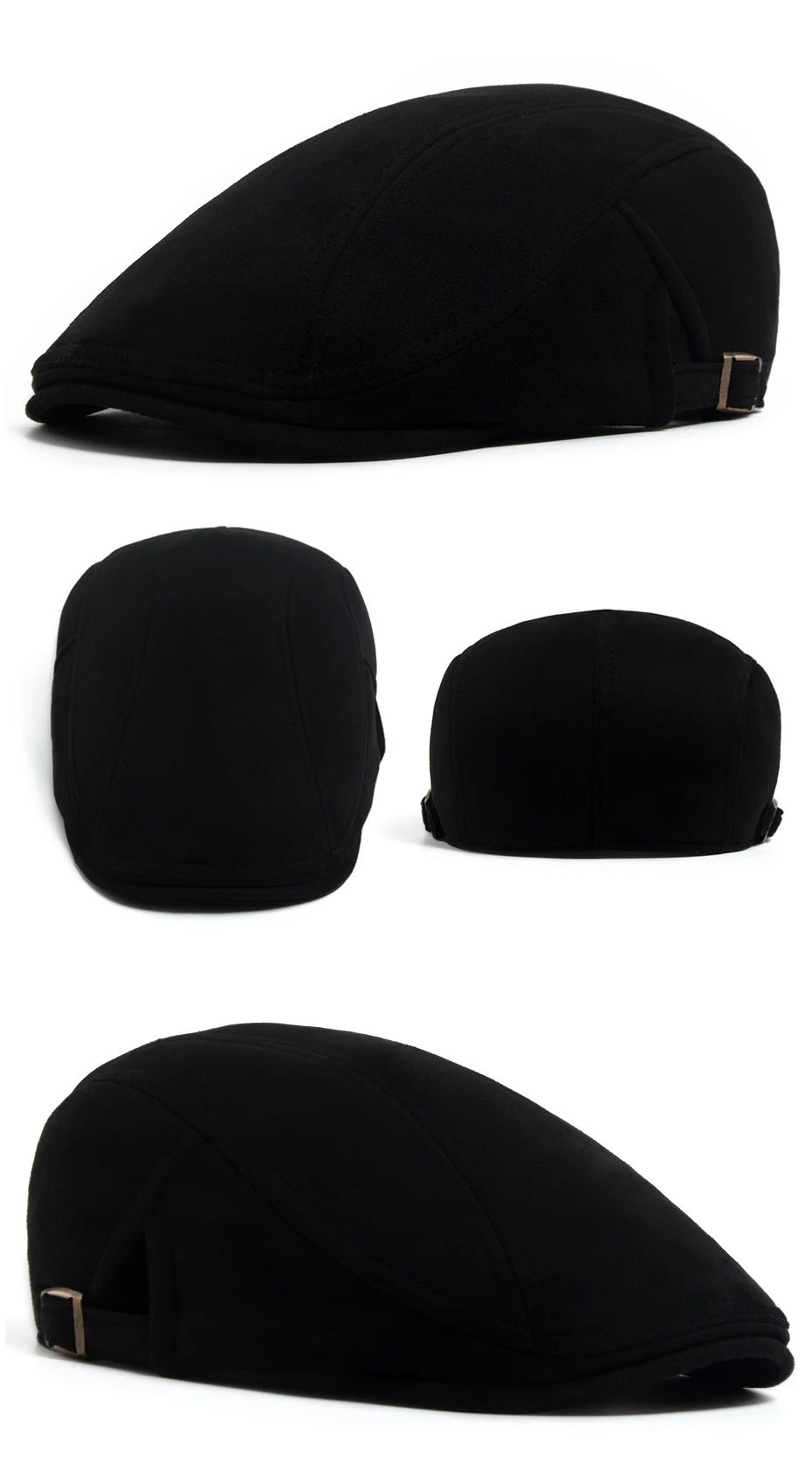 Herbst Winter Faux Wildleder Baskenmütze Mode Frauen Männer Retro Zeitungsjunge Mütze Casual Flache Visier Hut Berets Seite Schnalle Für Einstellbar Neue – Detail 8