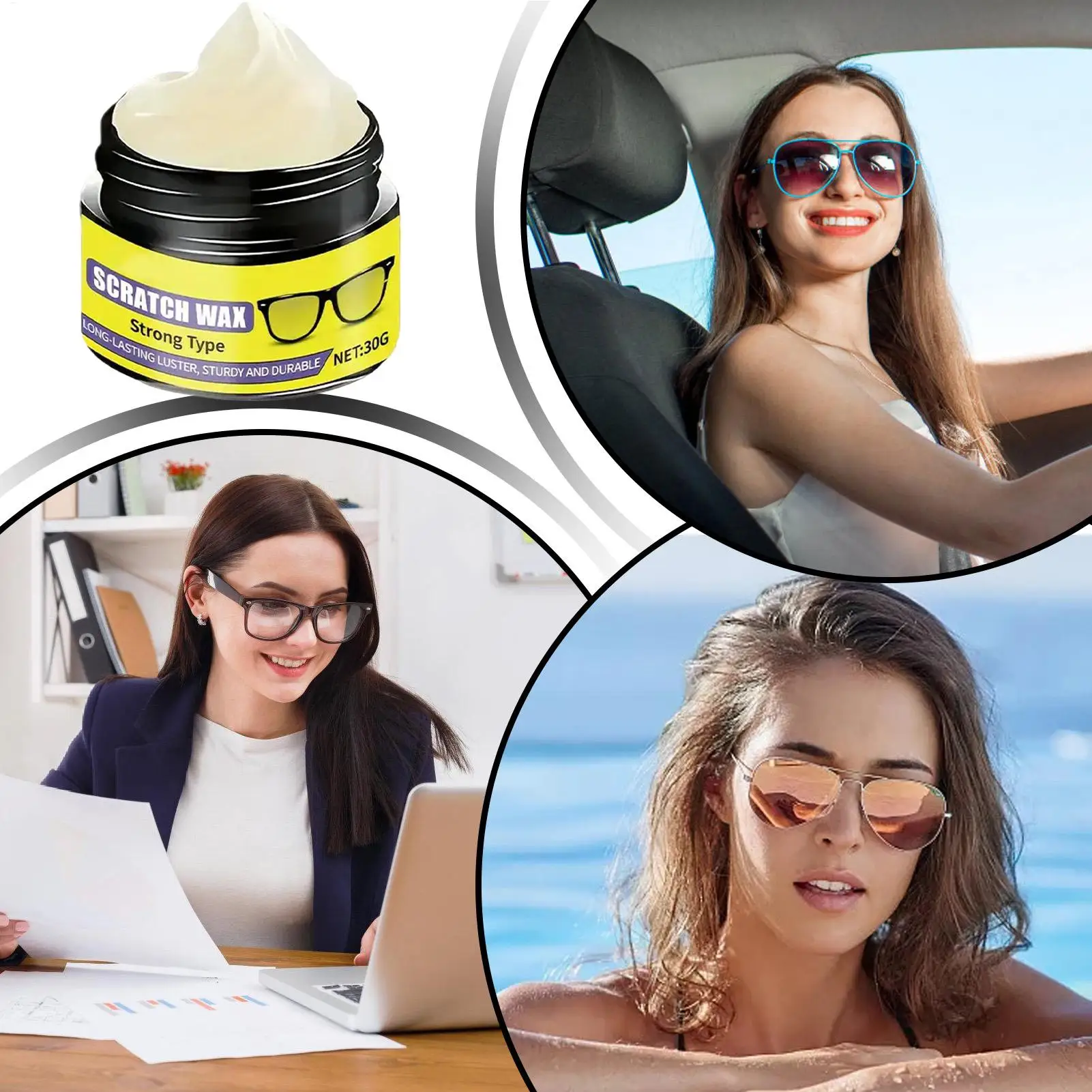 Eyeglass Scratch Remover Eyewear Lens Grinding Repair Cleaner 30g Lens Scratch Remover for Home Travel Vacation Road Trip Office