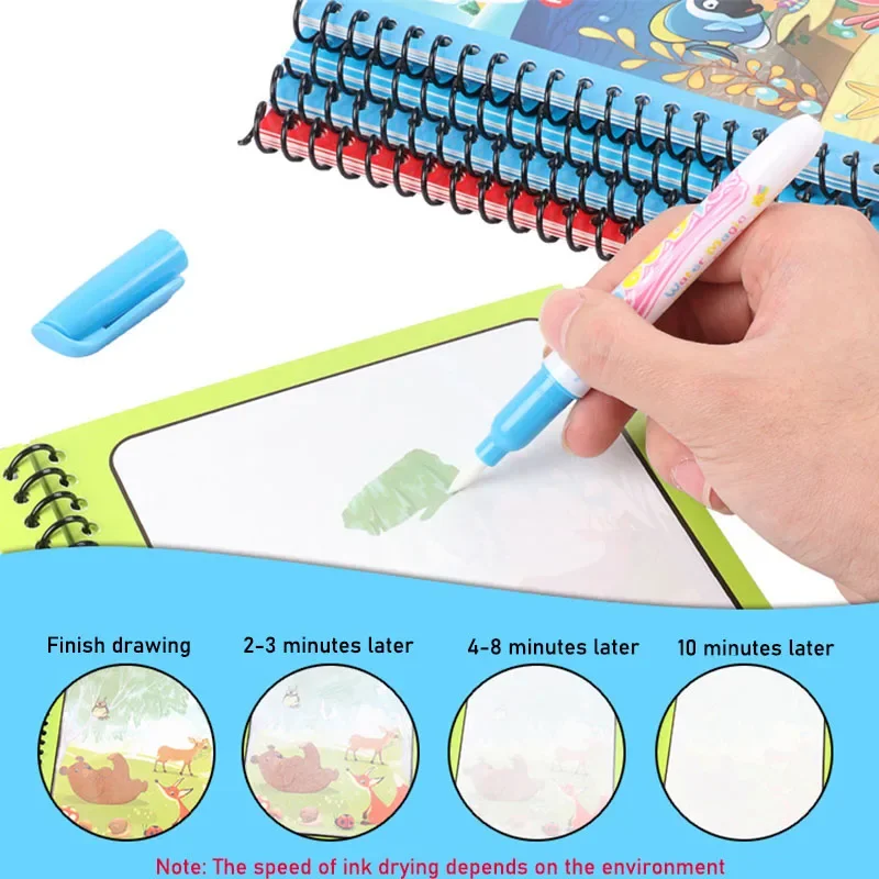 Livro de desenho mágico com água, pintura grafite, brinquedos de desenho para crianças, livro de colorir reutilizável, brinquedos educativos para