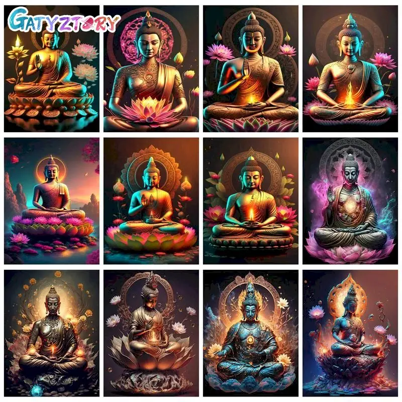 

GATYZTORY Frame Buddha Diy Painting By Numbers Kits For Adults Wall Art Canvas Painting Handpainted Coloring By Numbers For Diy