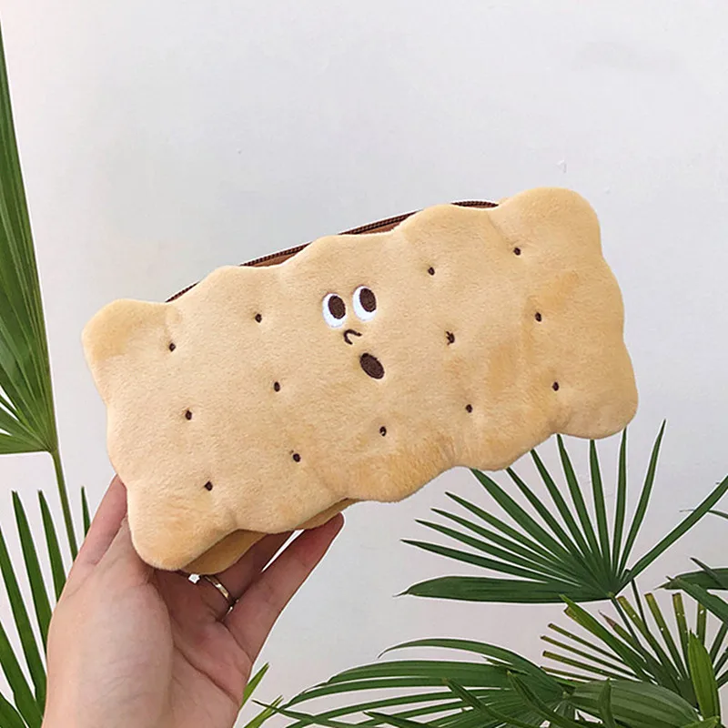 Doos Biscuit Vorm Pluche Cookies Potlood Tas Eenvoudige Grote Capaciteit Leuke Cookies Briefpapier Doos Student Gift Pensil Case