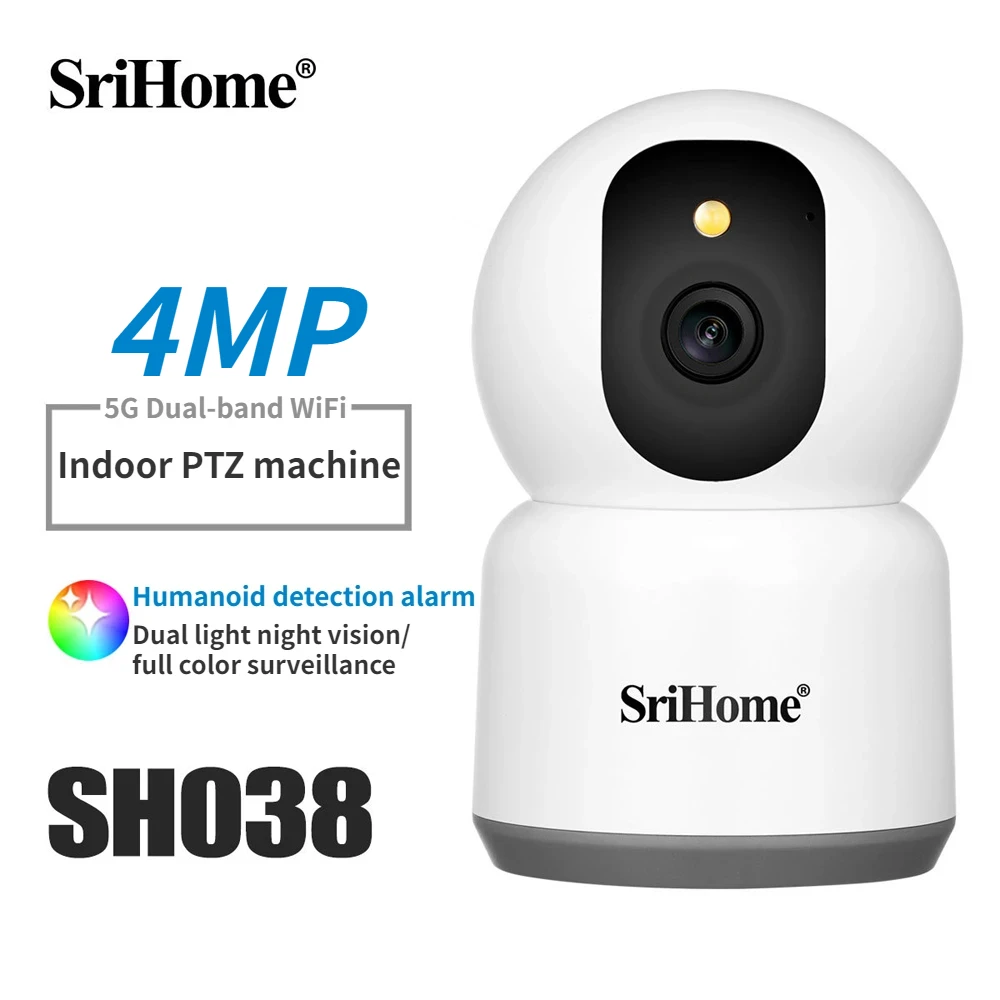 

Srihome SH038 4.0MP IP Camera 5G Wifi Smart Home Color Night Vision CCTV Cam Mobile Remote View Human Motion Alarm Baby Monitor