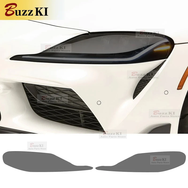 

For Toyota Supra 2020 2021 2022 MK5 J29 2 Pcs Car Headlight Protective Film Front Light Transparent Smoked Black TPU Sticker