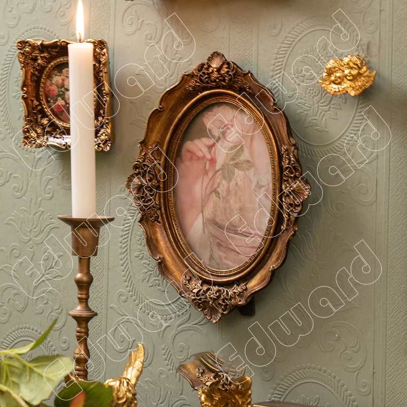 Nordic Style Picture Frame Classic Pattern Retro Frames Household Living Room Offices Frames Wall Decor Flower Patterns Relief