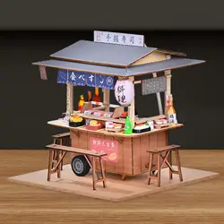 DIY Dollhouse Kits DIY Toy House Diorama Scenery Presents Wooden Mini Sushi Shop Miniature Doll House Handmade Toy