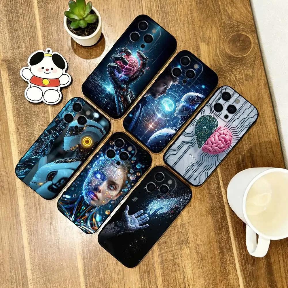 

Robots & People Phone Case For iPhone 17, 16,15,14,13,12,11 Plus,Pro Max, Others Soft Black Cover