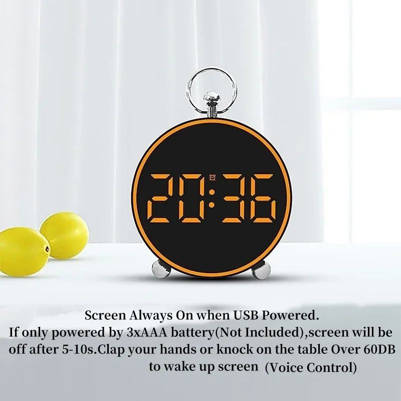 Voice Control Digital Alarm Clock With Mood Light TEMP Date Night Mode Snooze Table Clock12/24H Anti-disturb LED Clock