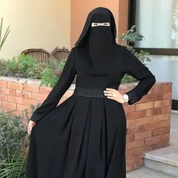 Nero Niqab Velo per il viso Copertura per le donne Hijab musulmano 3 strati Preghiera Khimar Niqab Moda Copertura integrale Fascia Sciarpa 63 * 54 cm