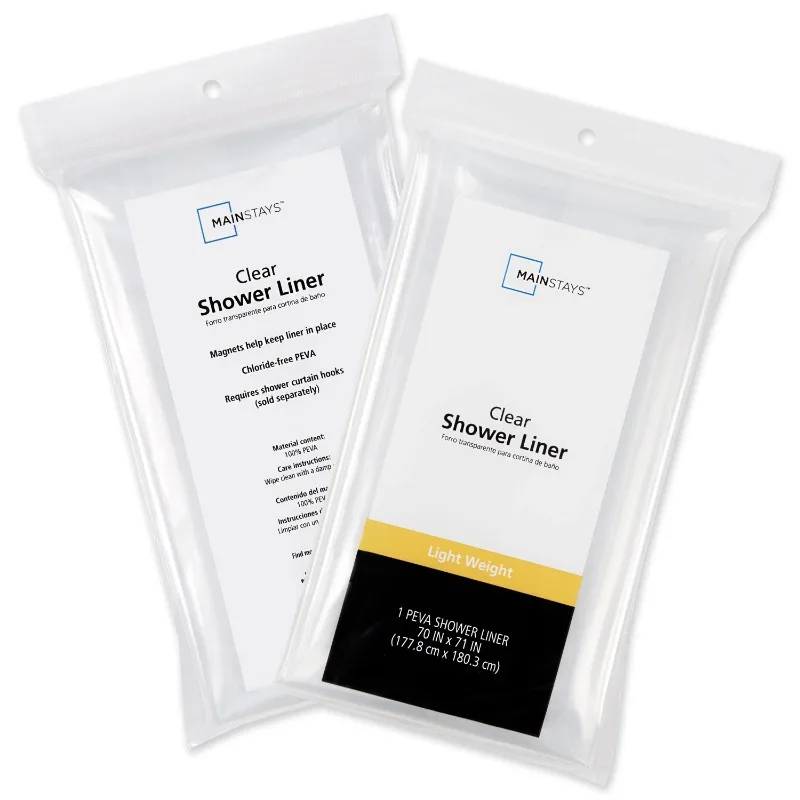 Forro de chuveiro PEVA leve HOME, transparente