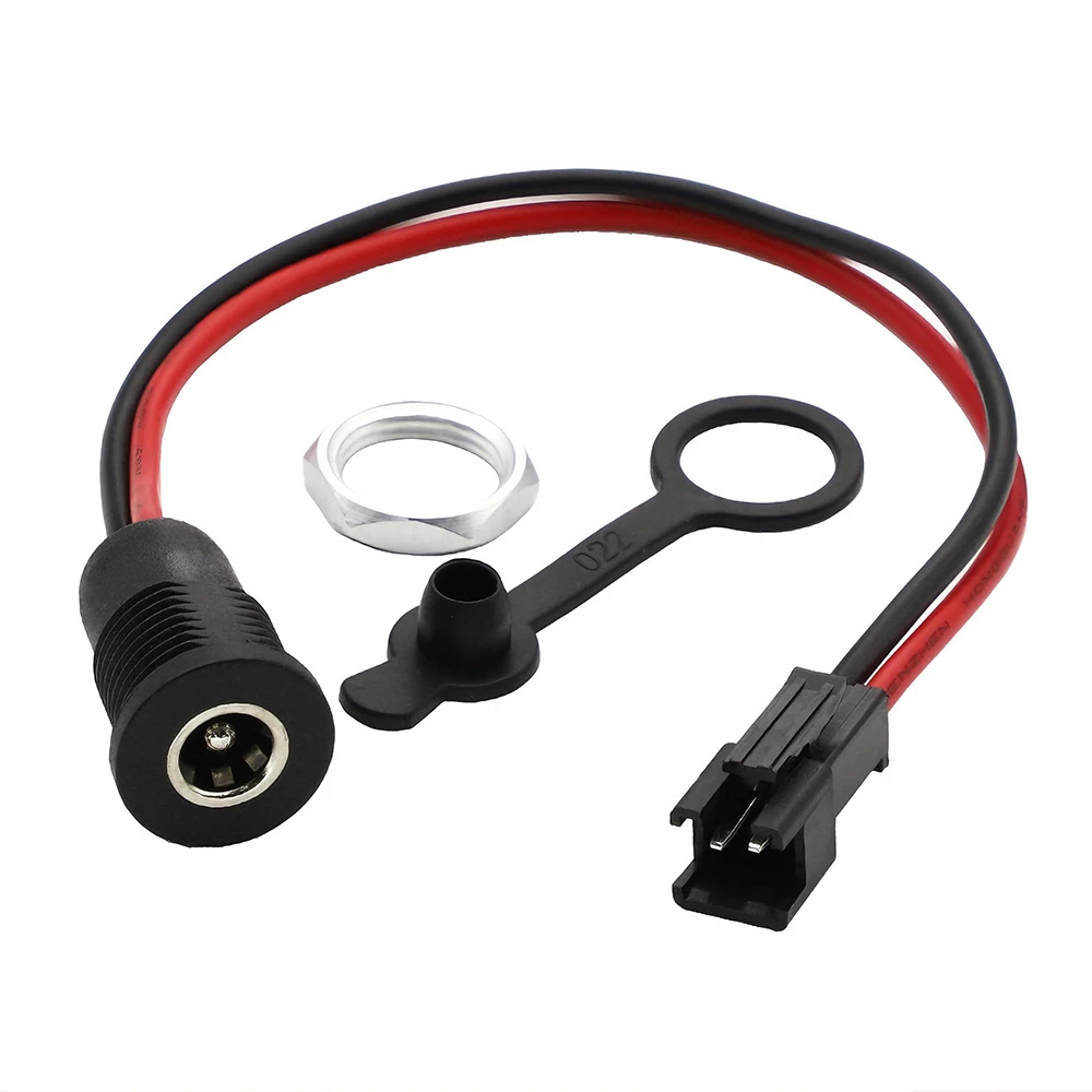 DC 5.5 X 2.1mm Power Jack Socket Female Waterproof Panel Mount To 2 Pin JST SM Male Plug Connector Cable For Electric Scooter