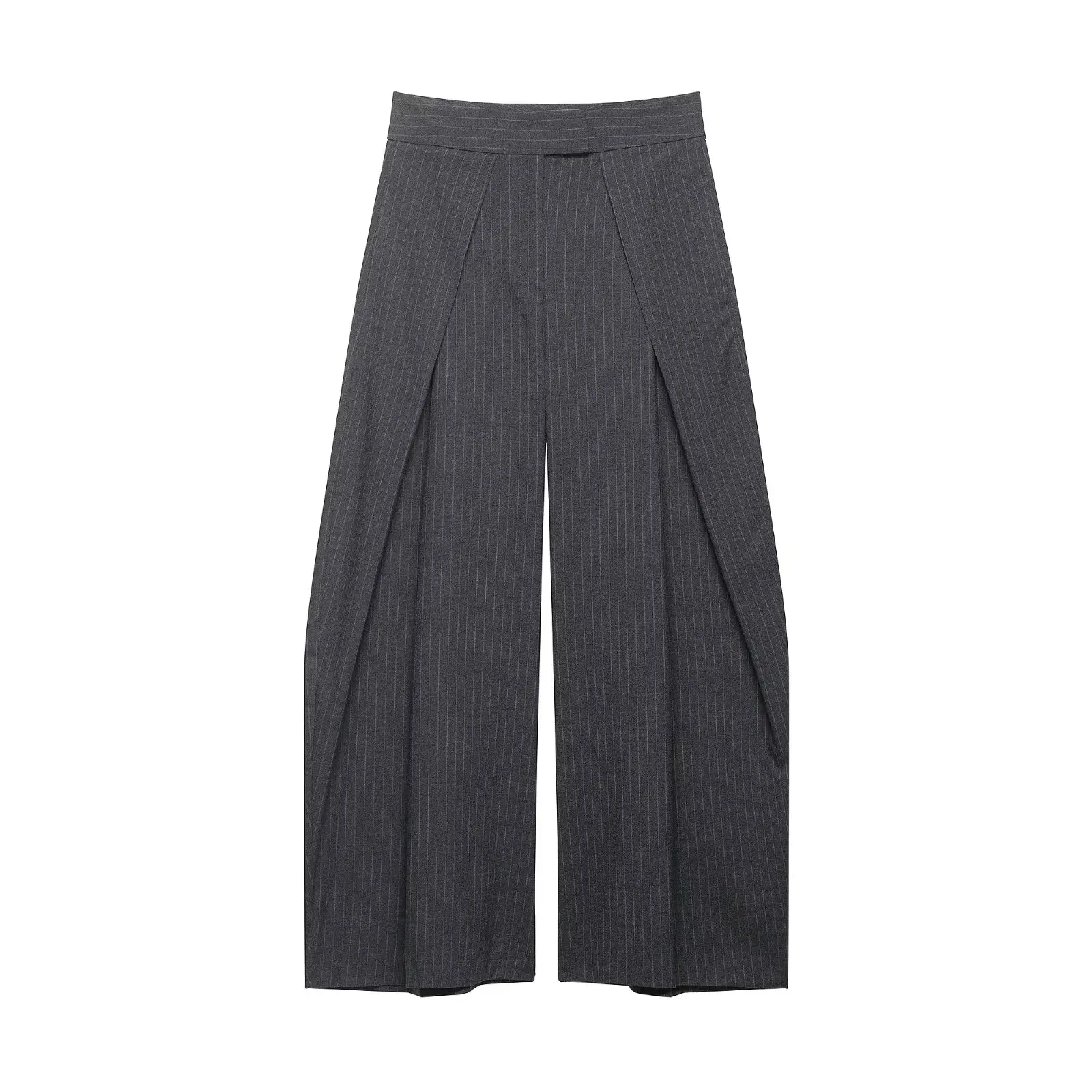 European American Style Fashion Simple Versatile Loose Mid-rise Thin Striped Pleated Pants Women Casual Trousers