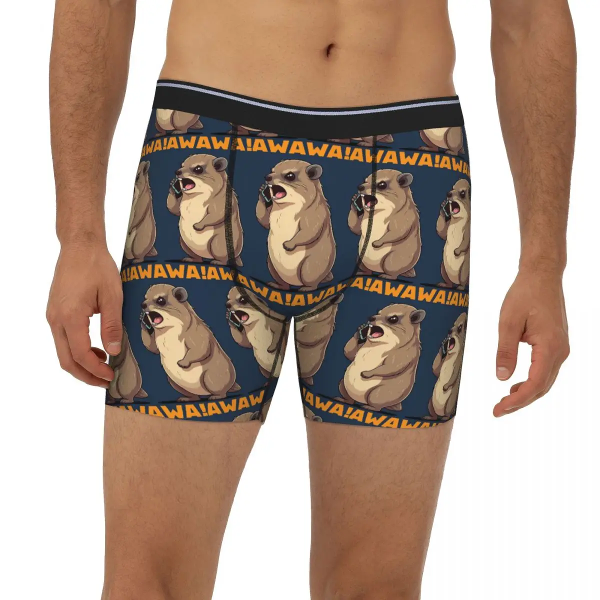 

Rock Hyrax Awawa On Phone Groundhog Dassi Long Boxer Underpants Short Men Panties Soft Underwear for Homme Man Boyfriend Gifts