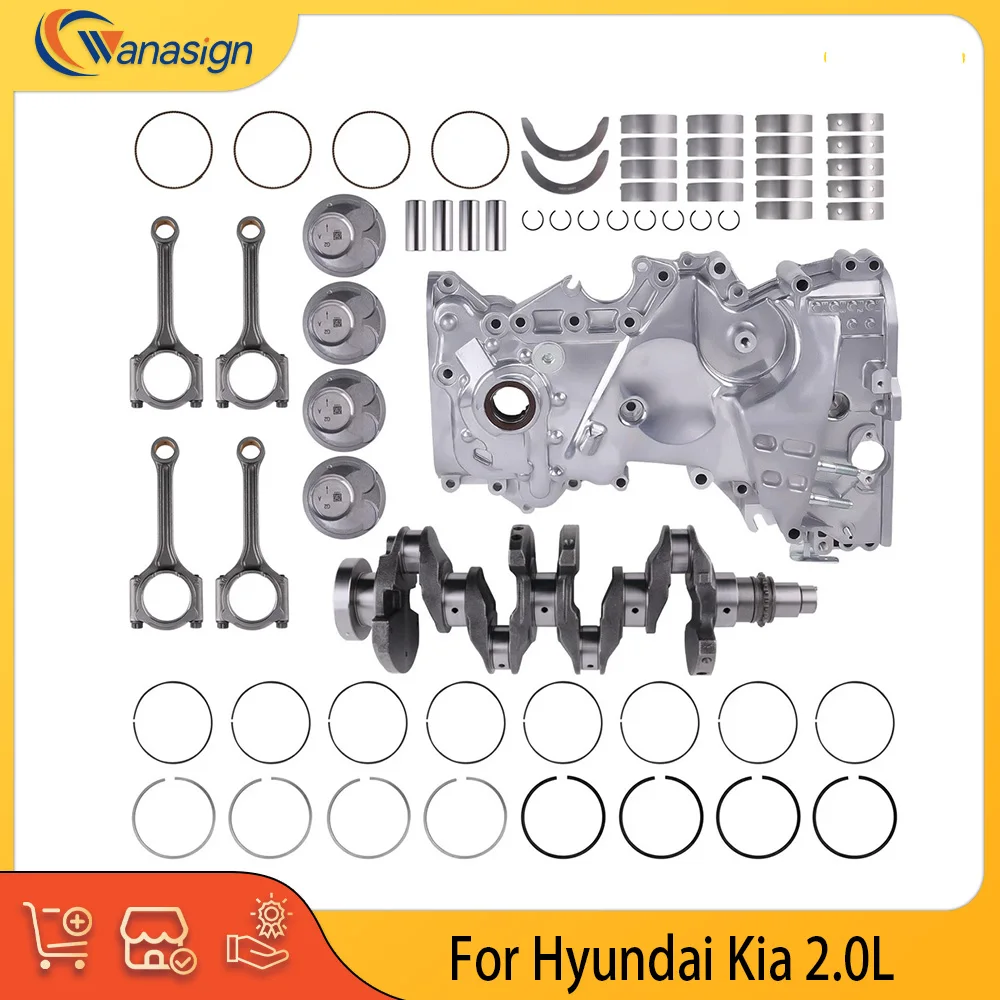 Engine Parts Crankshaft Piston Timing Chain Cover Main Con-Rod Bearings Set Fit 2.0 L L4 Gas G4NA For Hyundai Kia 2.0L