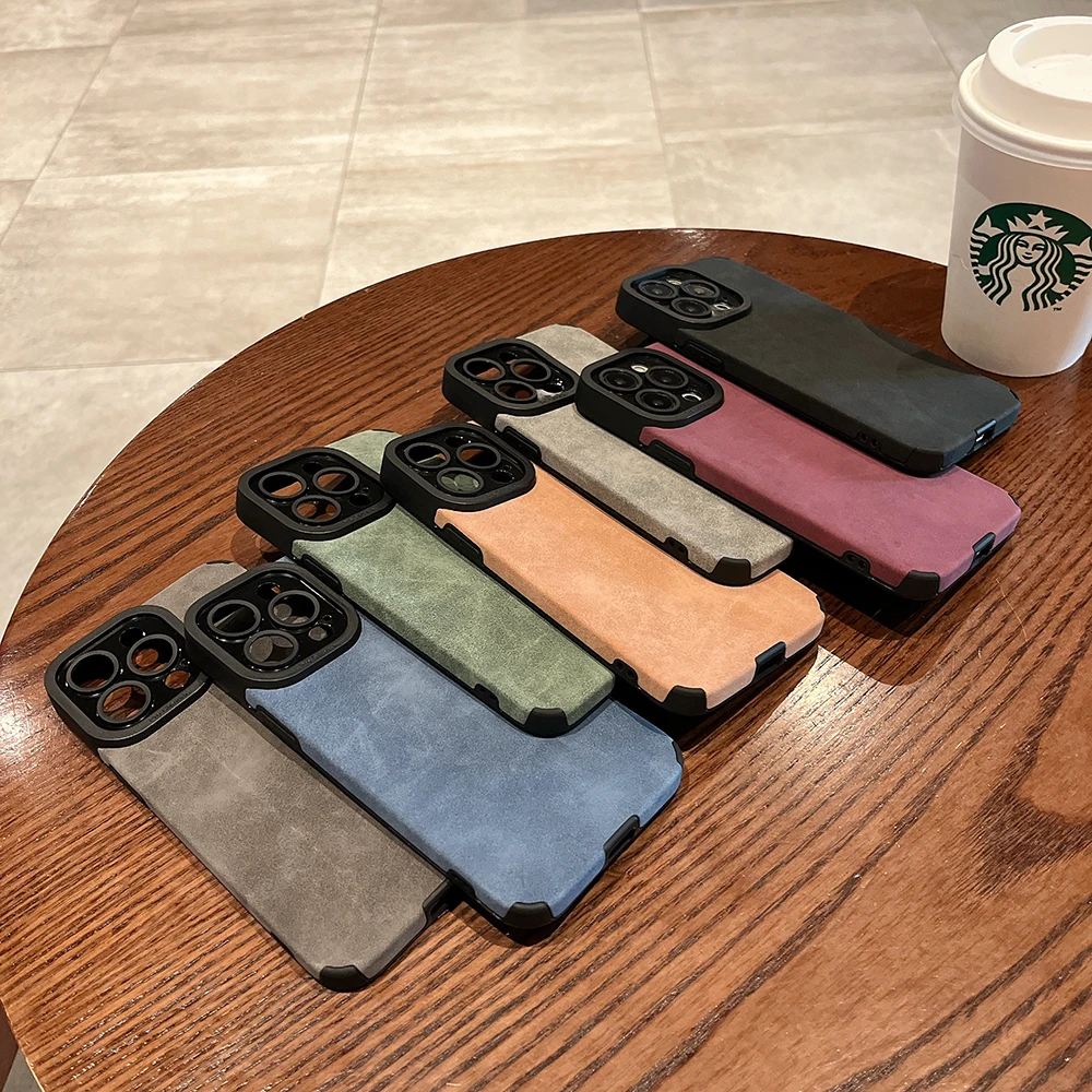 For iphone 14 Fashion Matte Leather Phone Case For iPhone 11 12 13 14 Pro Max 7 8 14 Plus X XR XS Max 12 13 Mini Soft Cover Case