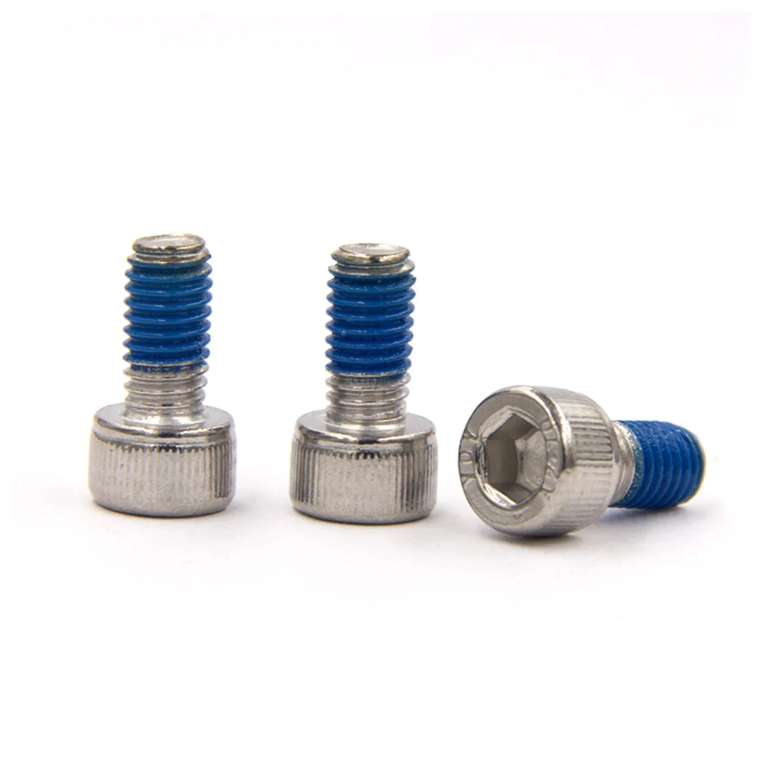 M1.6 M2 M2.5 M3 M4 Hex Socket Cap Screws, Full Thread with Blue Nylon Patch, DIN912/GB70, Stainless Steel 304