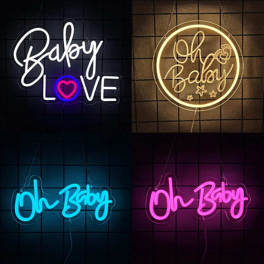 Oh Baby Neon Sign For Wall Decor,Led Neon Light For Gender Reveal,Birthday Party Decor,Wedding,Gift For New Parents,Photo Prop