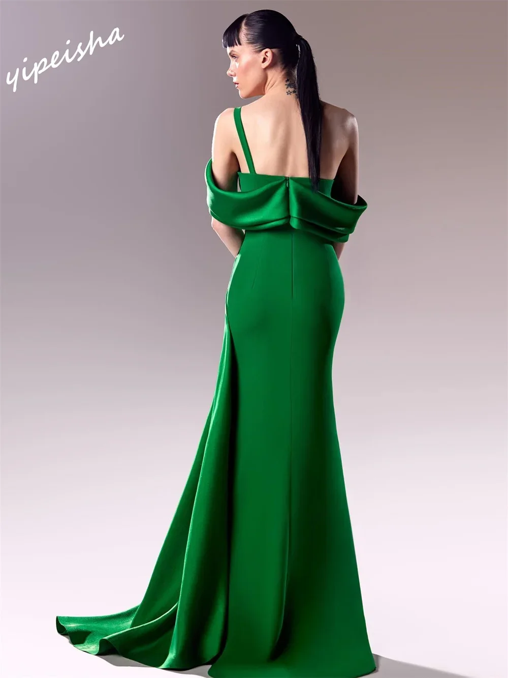 Yipeisha Exquisite Off-the-shoulder Mermaid Floor Length Evening Dresses Draped Shirred Satin Customized