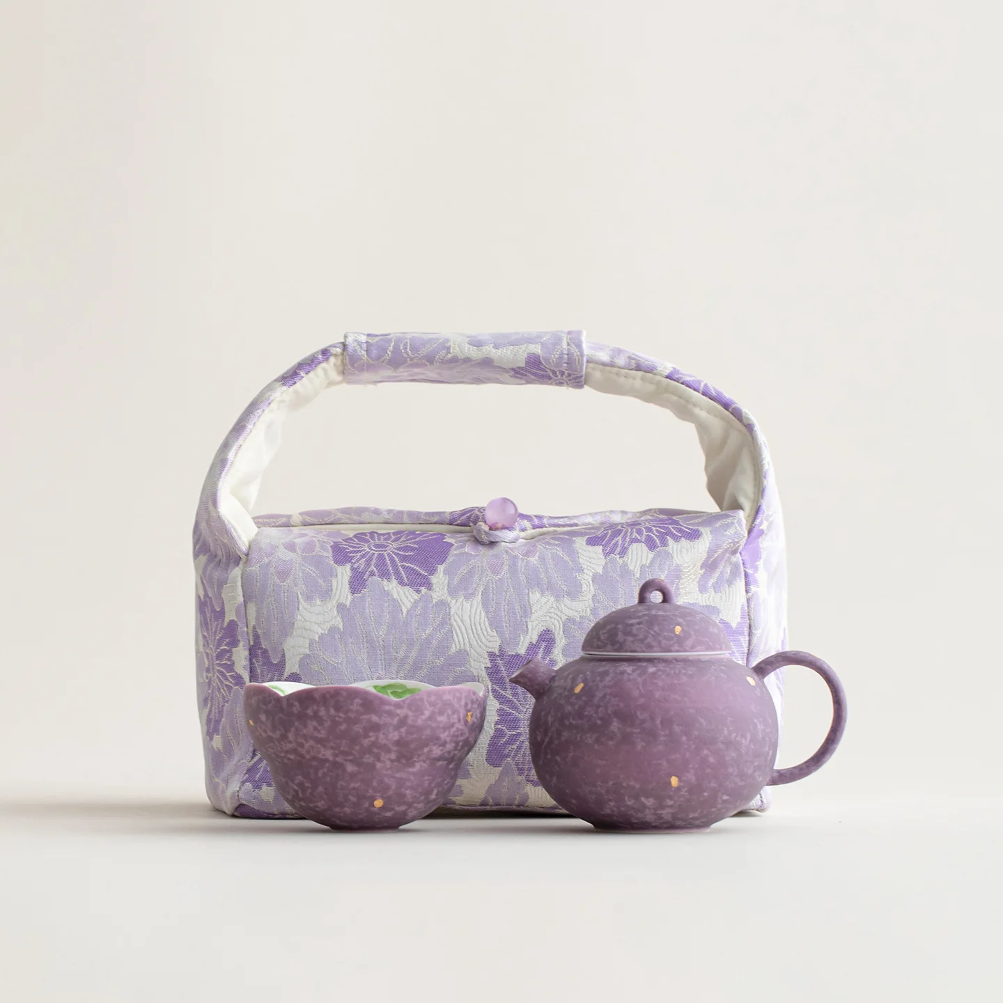 

DSA hand-painted wisteria flower teapot teacup kung fu tea set new Chinese style one person drinking set travel set