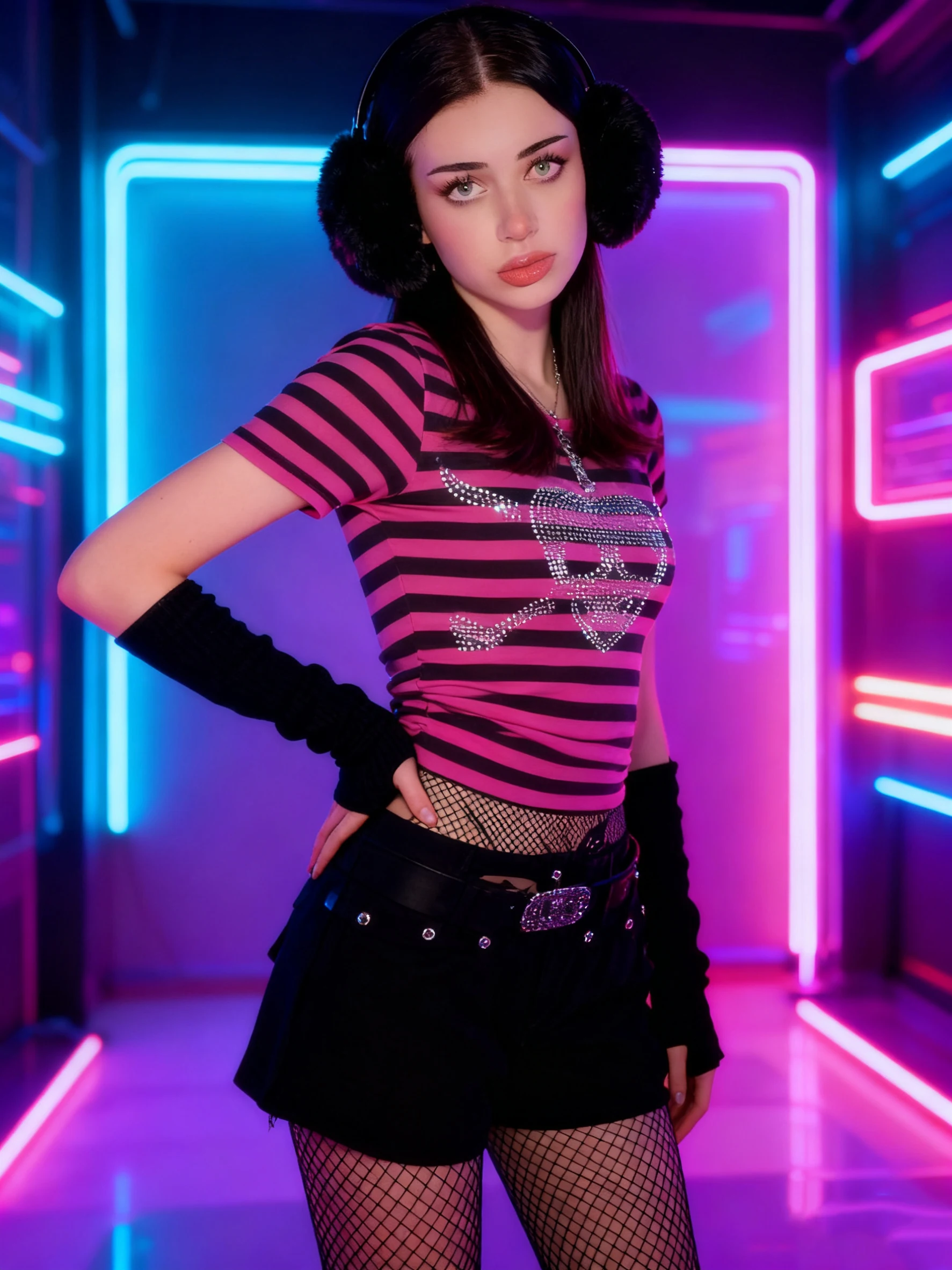 

American Spicy Girl Long Sleeve T-Shirt Women Japanese Y2K Alternative Vintage Dark Rhinestone Skull Striped Energetic Style