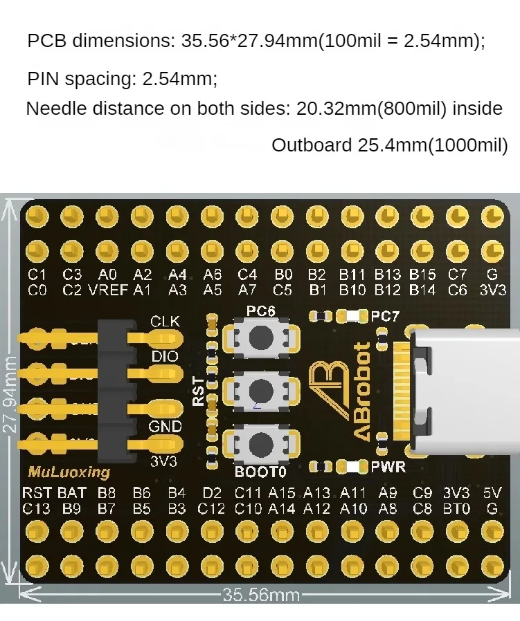 STM32F103RCT6 Entwicklungsboard-Minisystem mit CH340 USB auf seriell für STM32 Learning – Detail 2