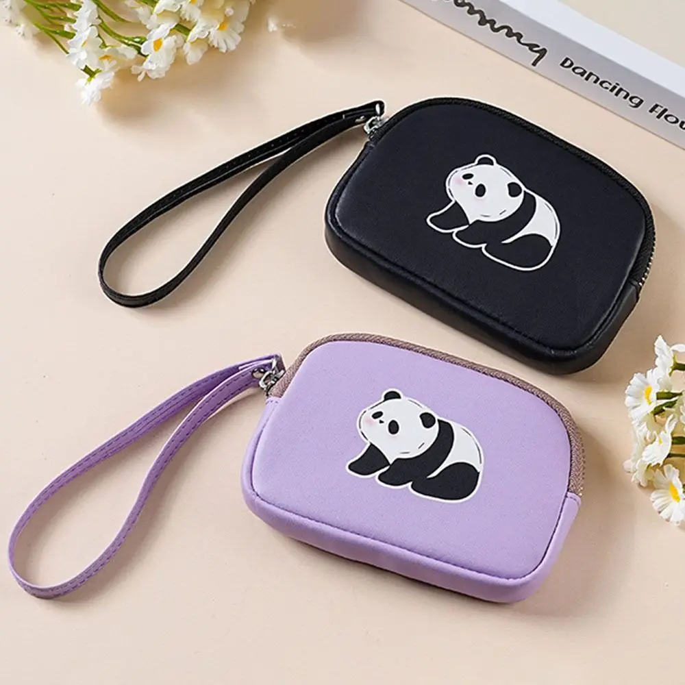 New Cartoon Panda Coin Purse PU Leather Portable Mini Change Wallet Lipstick Storage Bag