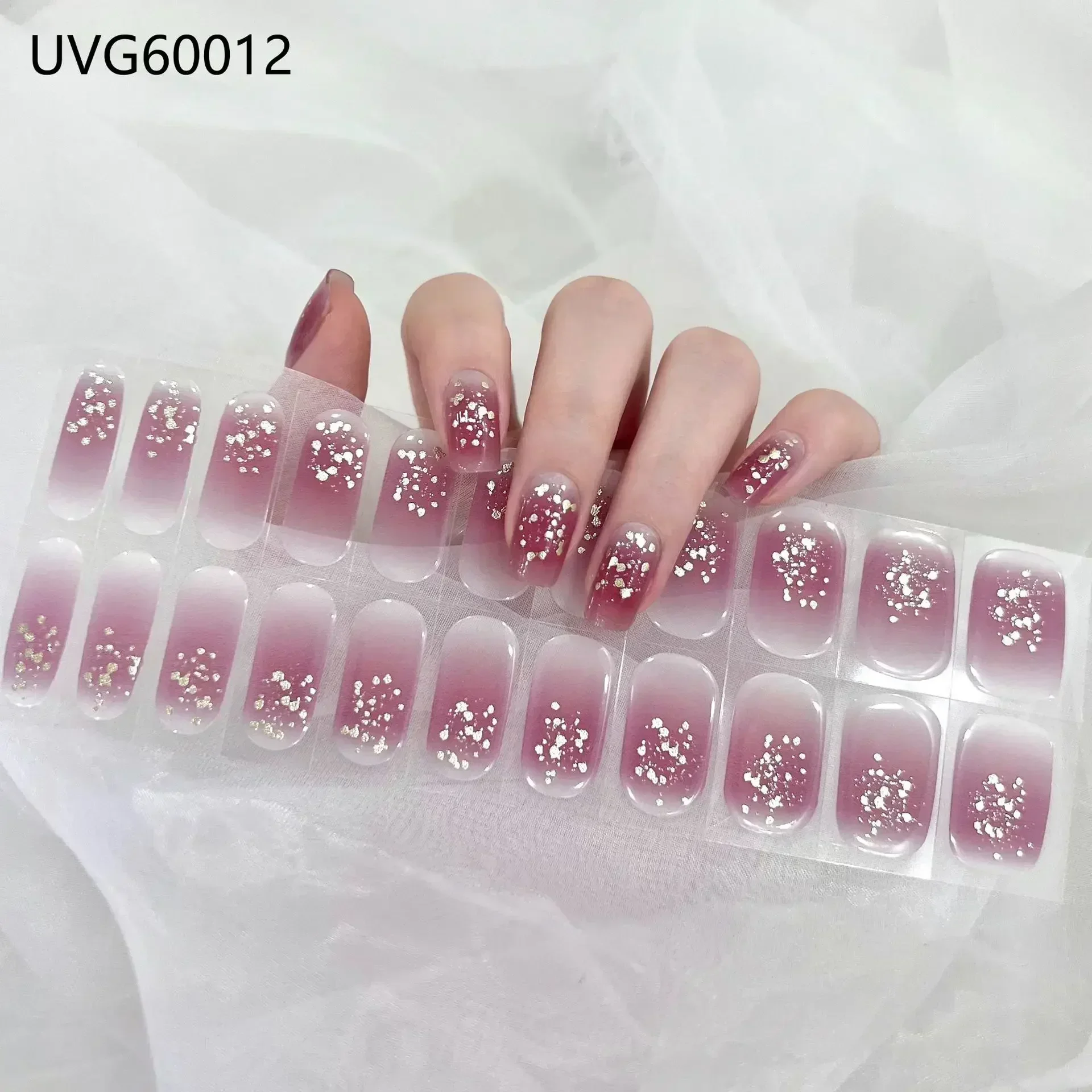 16/20/22 Tips Semi-Cured Gel-Nagel-Wraps, vollflächige Maniküre, DIY, wasserfest, langanhaltend, Gel-Nagel-Sticker-Set, für UV-Lampe erforderlich