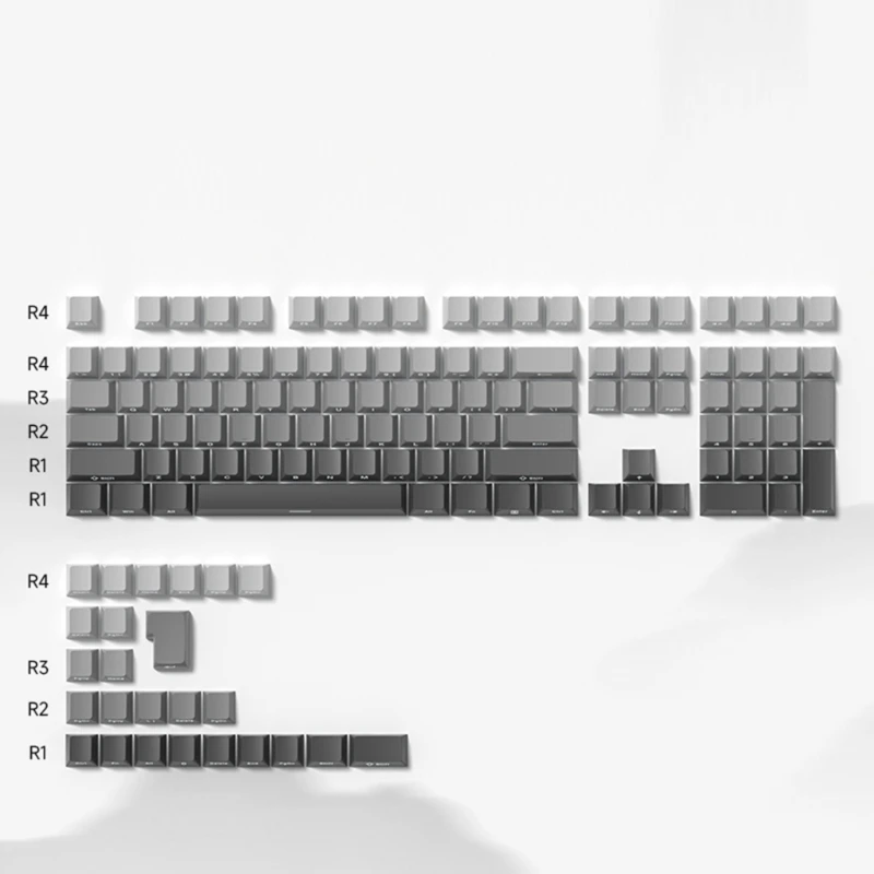 PBT Translucents Keycaps Letter Side Engraved Gradients Shadow Gray Keycaps 133Keys for Mechanical Keyboards Dropship