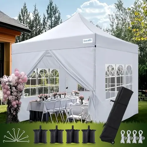 10x10 Heavy Duty Pop Up Canopy Tent with Hexagonal Legs | Commercial Instant Shelter, 3-Year Frame Warranty, 802D